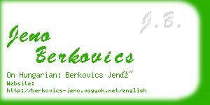 jeno berkovics business card